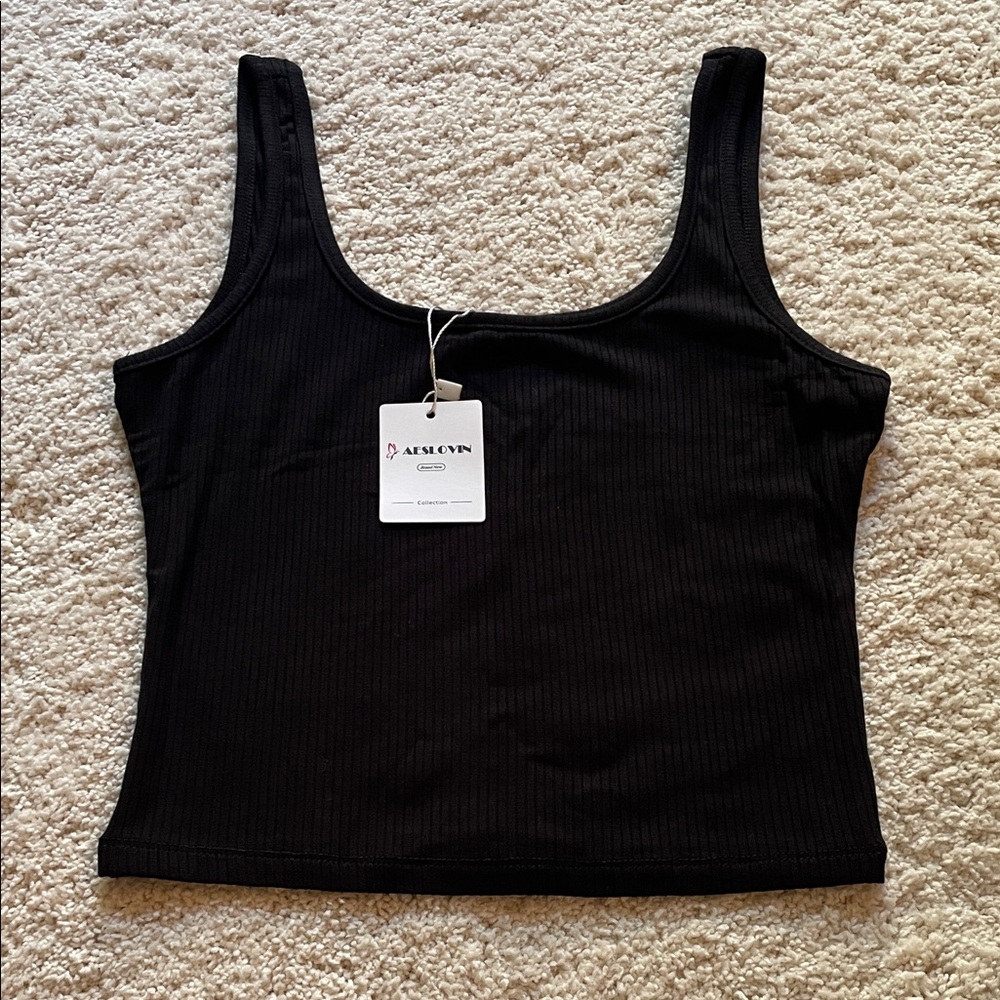 Women's Black Ribbed tank top